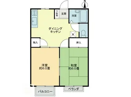 フォブール森A(2DK/2階)の間取り写真