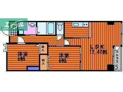 山陽マンション(2LDK/1階)の間取り写真