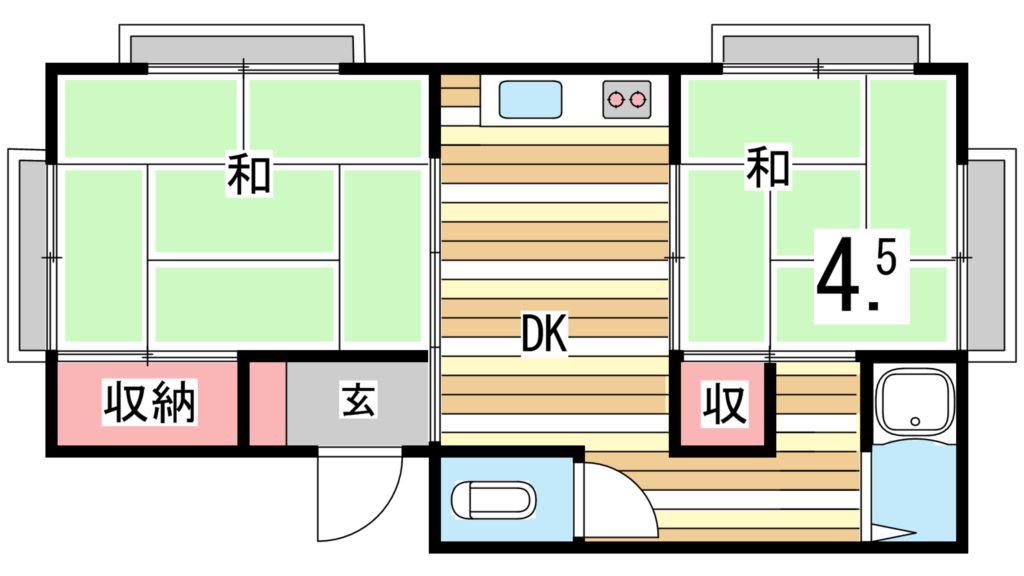 マンション芦屋の里(2DK/4階)の間取り写真