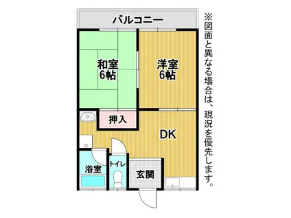 上浜アパート(2DK/2階)の間取り写真