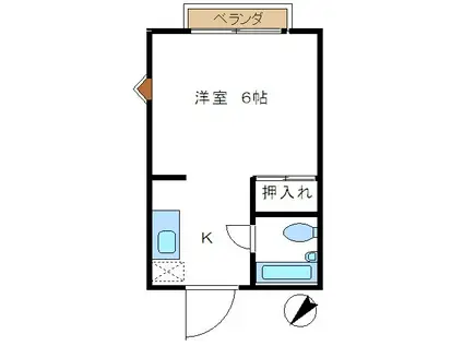 コーポサンルート(1K/2階)の間取り写真