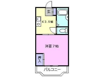 近鉄名古屋線 白塚駅 徒歩12分 4階建 築38年(1K/3階)の間取り写真