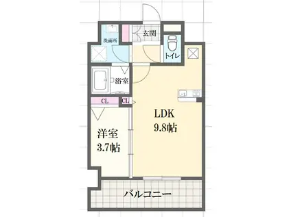 レジデンスH忍町(1LDK/9階)の間取り写真