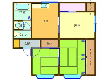 パレスA(3DK/2階)の間取り写真