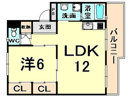 第1ハイツ宮本(1LDK/4階)の間取り写真