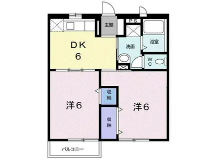 サンテラス窪(2DK/1階)の間取り写真