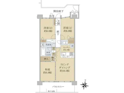 ネオスメイツ港北(3LDK/2階)の間取り写真