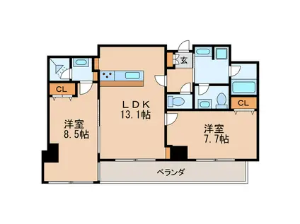さくらHILLS NISHIKI PLATINUM RESIDENCE(2LDK/14階)の間取り写真