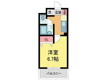 COLLECTION甲東園(1K/2階)の間取り写真