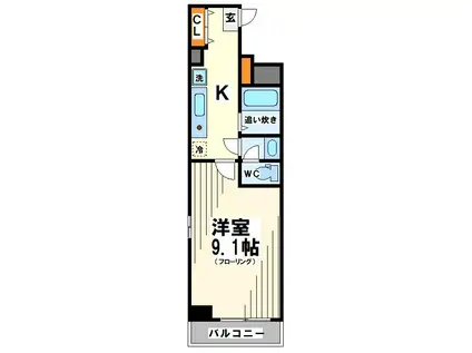 LYNX千歳台(1K/4階)の間取り写真