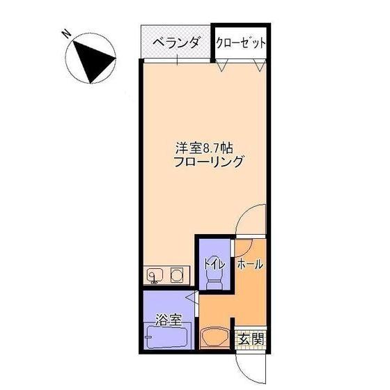 根木ハイツさくら(ワンルーム/2階)の間取り写真