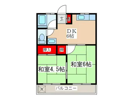 コーポ笹本(2DK/2階)の間取り写真