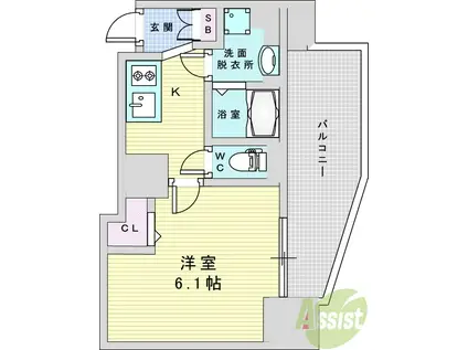 アドバンス大阪フルーヴ(1K/10階)の間取り写真