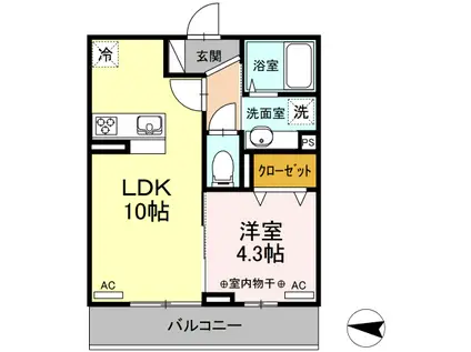 D-RROM木町通(1LDK/3階)の間取り写真