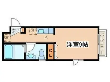 プレミール瀬田II(ワンルーム/1階)の間取り写真