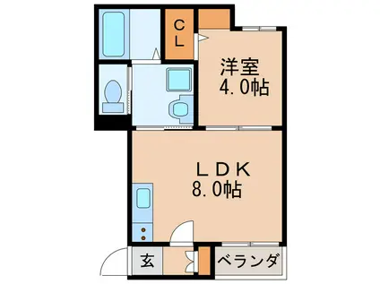 アンソレイエSAKAE(1LDK/3階)の間取り写真