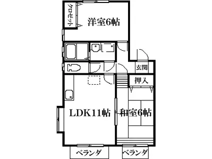 PEACE・FUL のどかI(2LDK/2階)の間取り写真