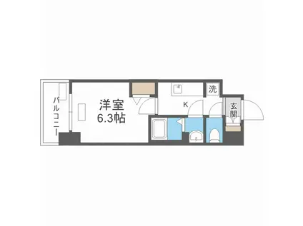 プレサンス THE TENNOJI 逢阪トゥルー(1K/6階)の間取り写真