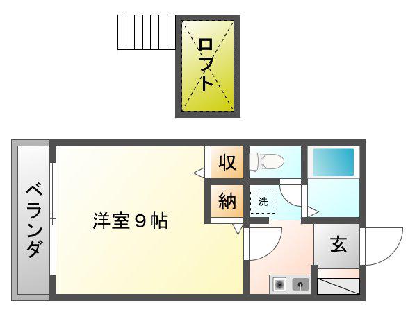 ヴィーブル(1K/1階)の間取り写真