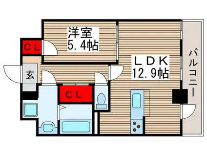 アールグレイスヒル(1LDK/12階)の間取り写真