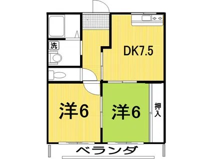 ポラリス野市(2DK/3階)の間取り写真