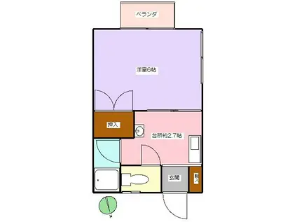 ハイツタケシマⅡ(1K/1階)の間取り写真
