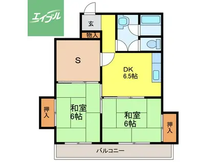 シーサイドコーポ(2SDK/4階)の間取り写真