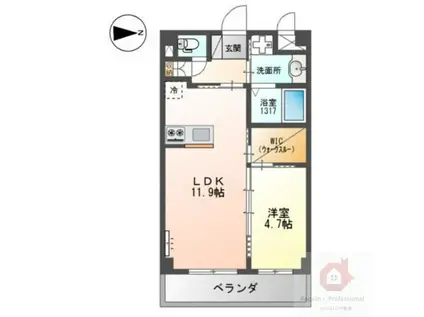 RIKI RESIDENCE(1LDK/4階)の間取り写真