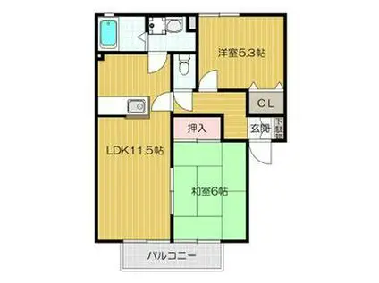 グッディ古都里(2LDK/1階)の間取り写真