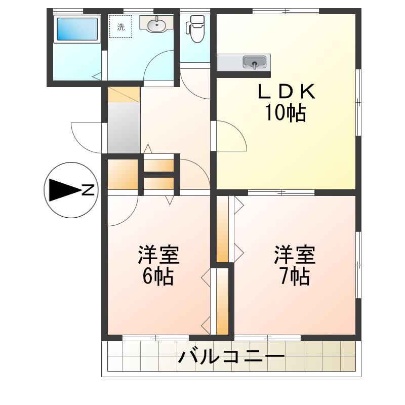 シャンティーユ(2LDK/1階)の間取り写真