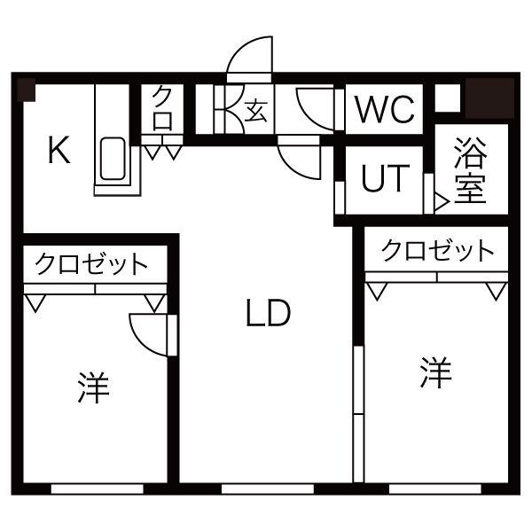パンタナール小樽(2LDK/1階)の間取り写真
