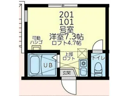 ユナイト山手マイエンフェルト(ワンルーム/2階)の間取り写真