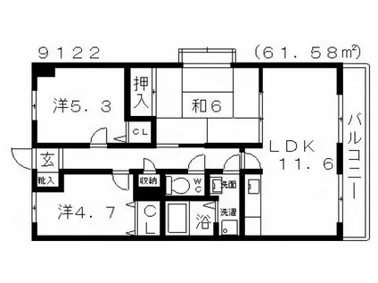 ハイグレード高井田(3LDK/6階)の間取り写真