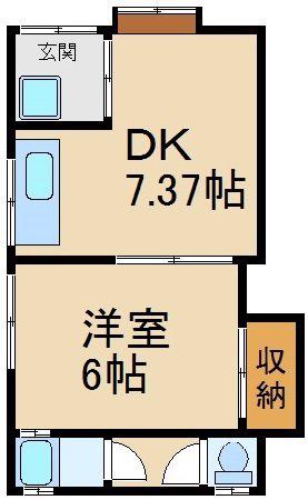 MAYUMIハイツ枚方11番館田口(1DK/1階)の間取り写真