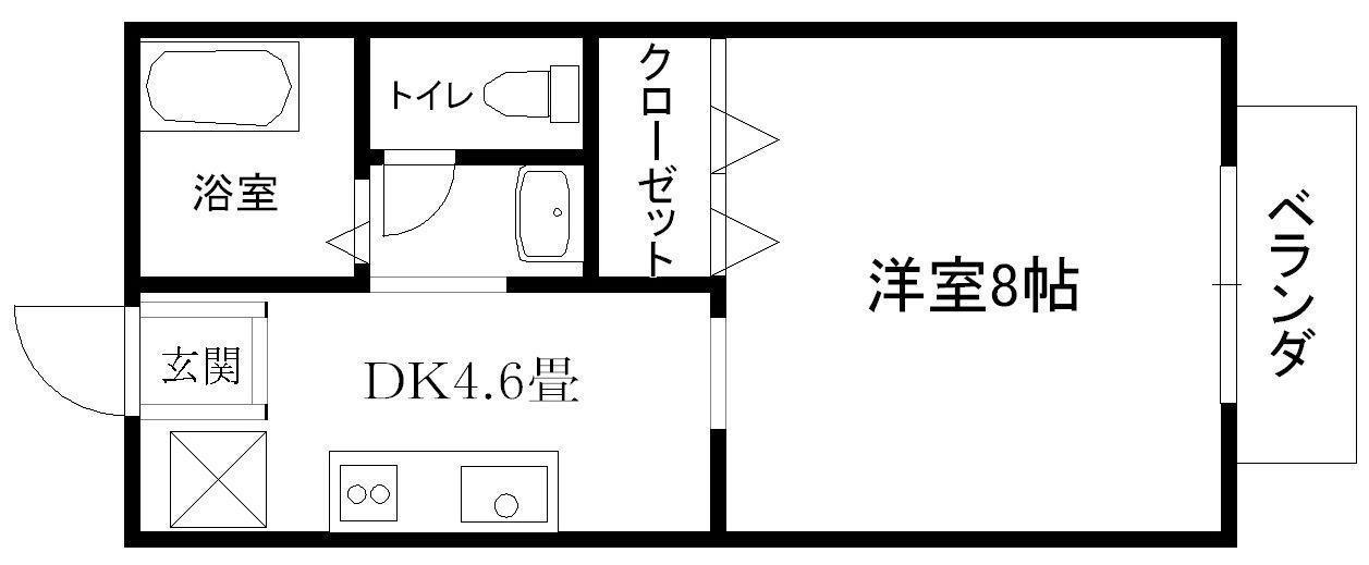 ヴェルドミール(1K/1階)の間取り写真