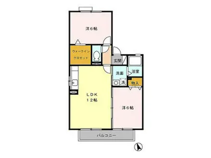 ヴァン・ホーリー A(2LDK/2階)の間取り写真