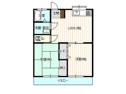 カーディナル(2LDK/2階)の間取り写真