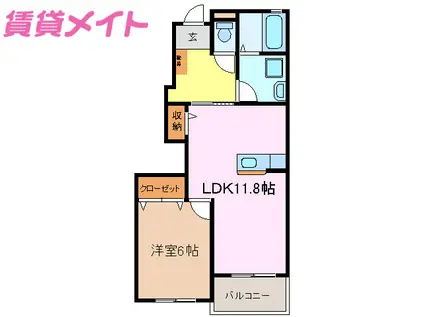 アルル南が丘A棟(1LDK/1階)の間取り写真
