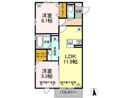 メゾン・レーヴ(2LDK/3階)の間取り写真