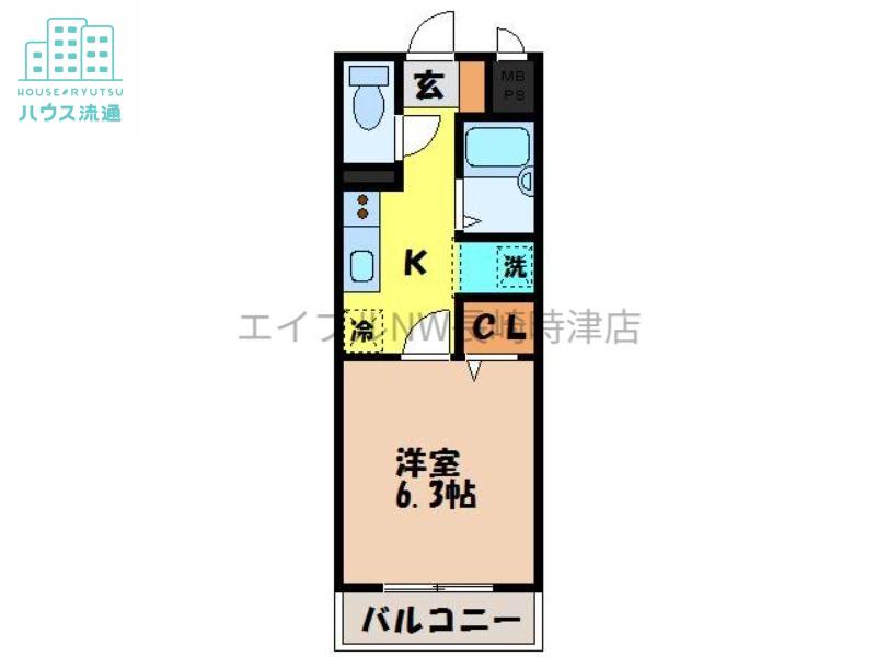 びーの柳原(1K/3階)の間取り写真