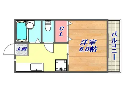 シティライフ岡本(1K/2階)の間取り写真