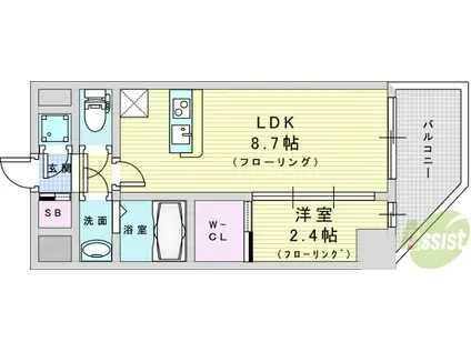 セレニテ新大阪グランデ ミリュー(1LDK/12階)の間取り写真
