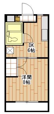 グリーンベル(1DK/2階)の間取り写真
