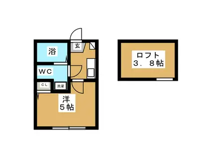 ルーチェ山手I(1K/2階)の間取り写真