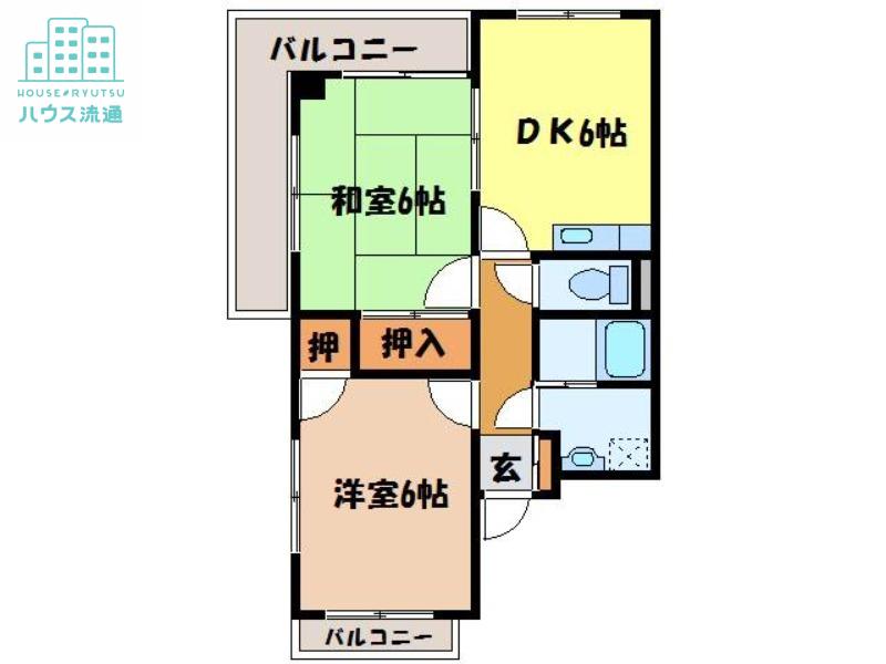 テラス明(2DK/2階)の間取り写真