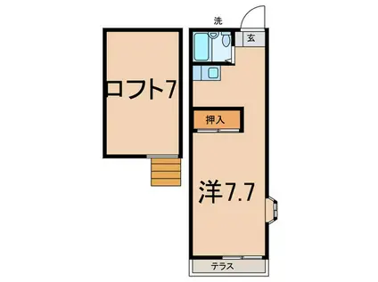 ブルーハイム(ワンルーム/2階)の間取り写真