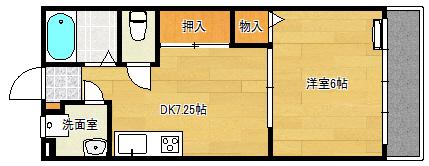 平野ビル(1LDK/4階)の間取り写真