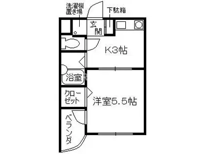 アルファポレール(1K/1階)の間取り写真