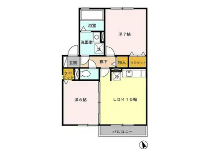 コンフォールE A棟(2LDK/2階)の間取り写真