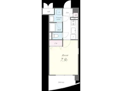 グリーンサイド(1K/3階)の間取り写真